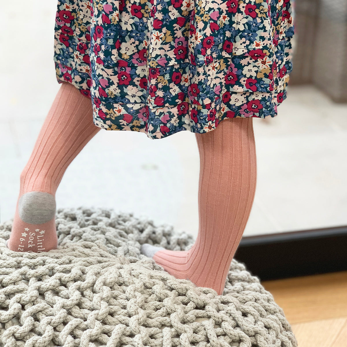 Shell Pink Baby And Toddler Non Slip Super Soft Ribbed Tights
