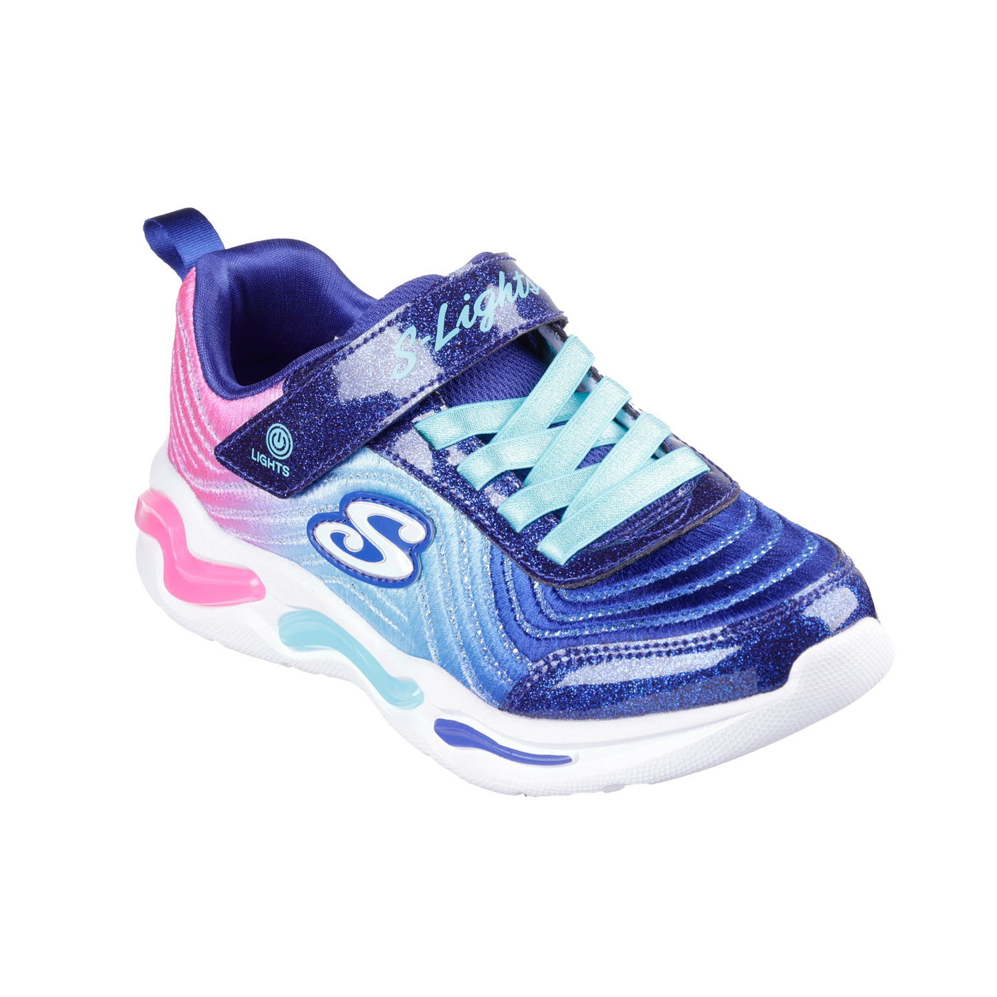 Wavy Beams Ombre Express Navy/Mint/Pink Light Up Girls Trainer