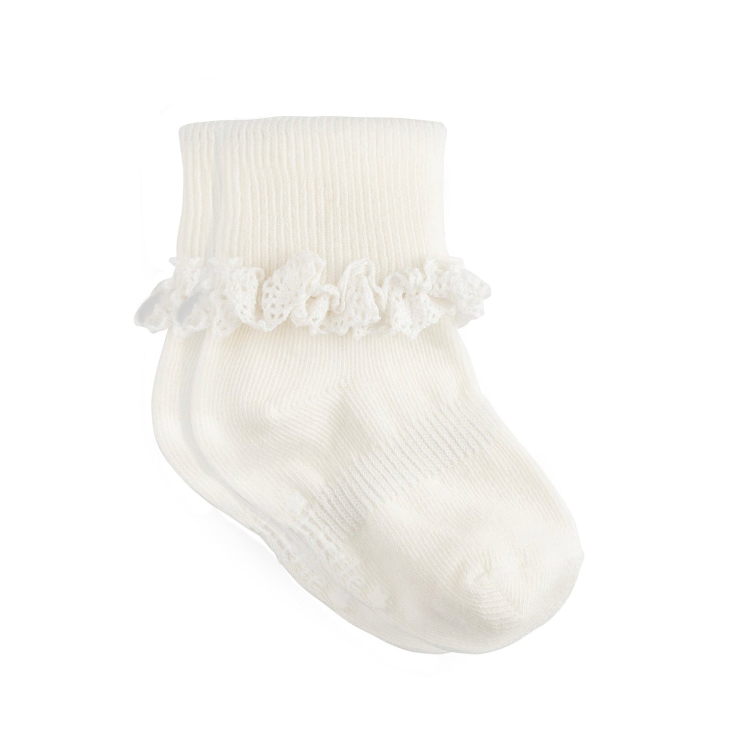 Frilly Pearl White Non Slip Stay On Socks