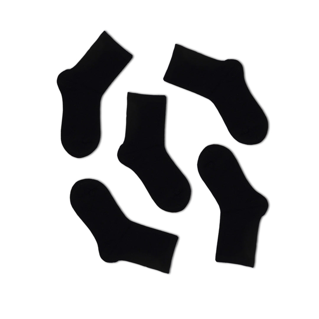 5pk Bamboo Ankle School Socks - Black