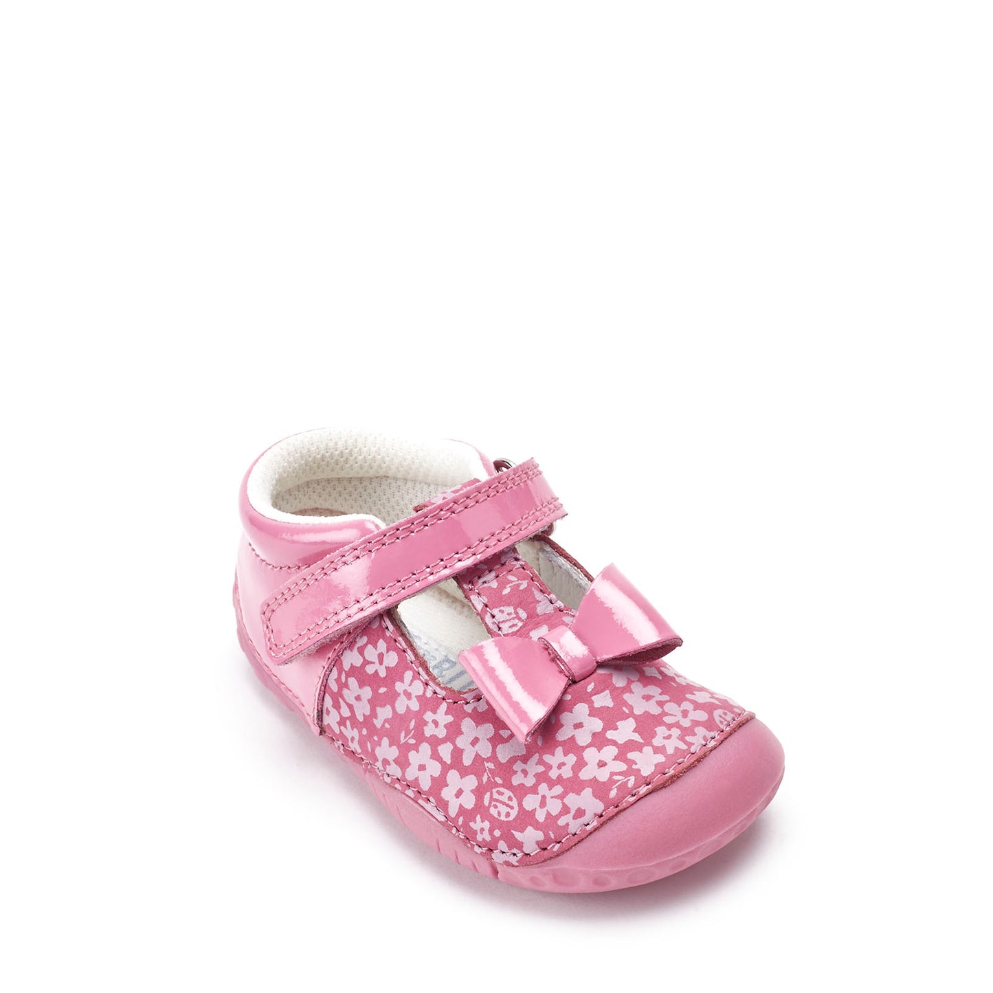 Wiggle Pink Nubuk Leather Girl's Riptape Pre-walker Shoe