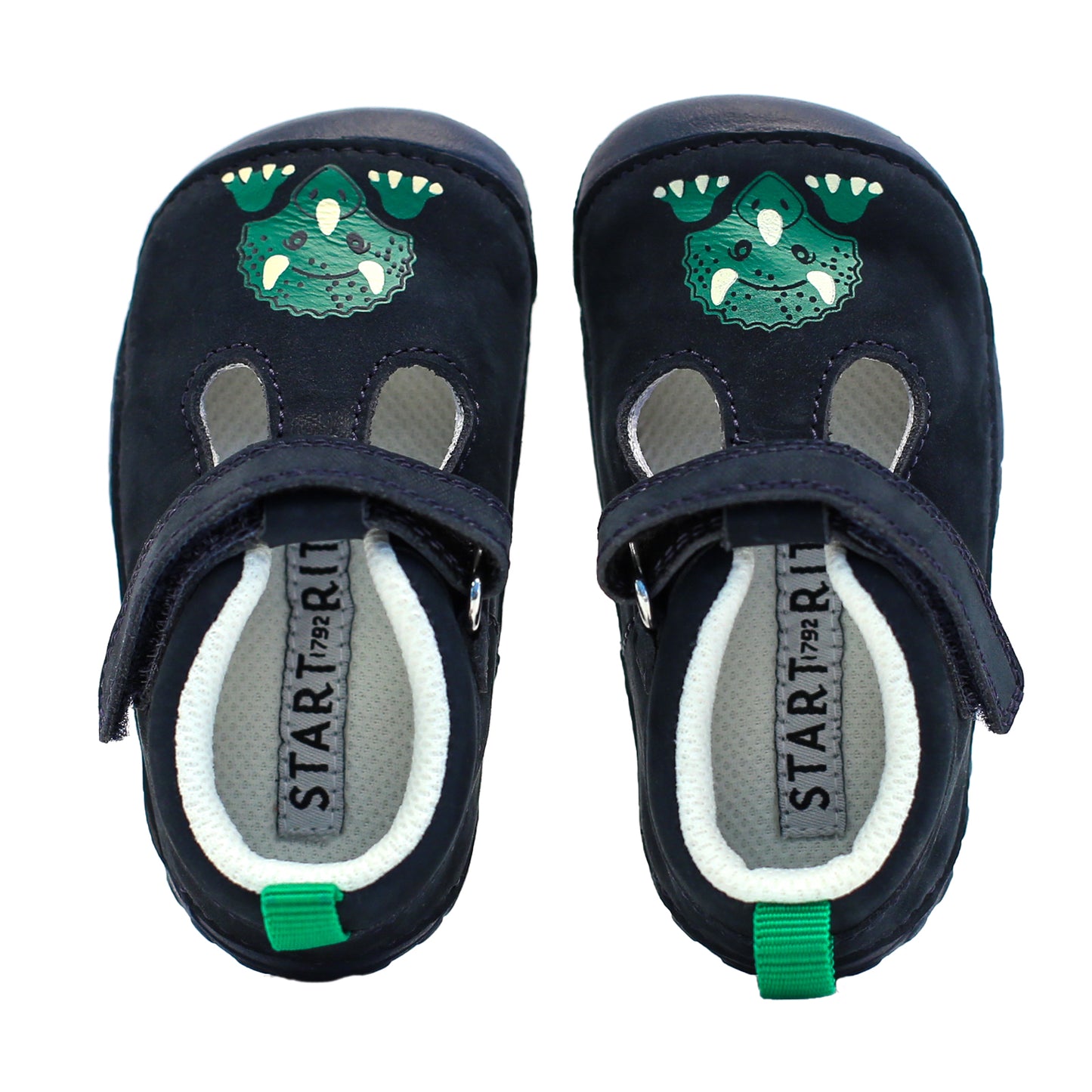 Stomper Dinosaur T-bar Riptape Navy Nubuk Leather Pre-walker