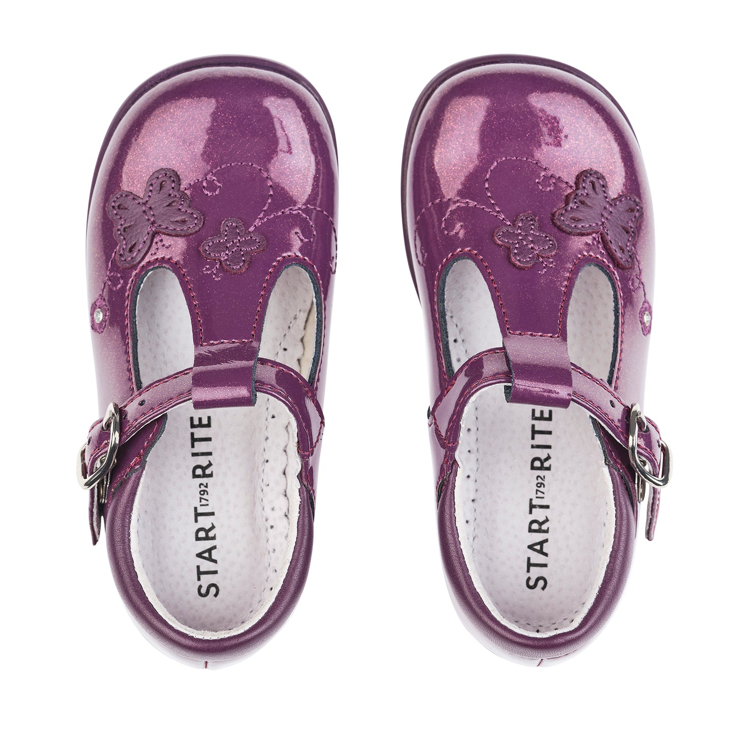 Sunshine Blackcurrant Glitter Patent Girl's T-bar First Walking Shoe