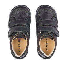 Zigzag Soft Black Leather Boys First School Shoe