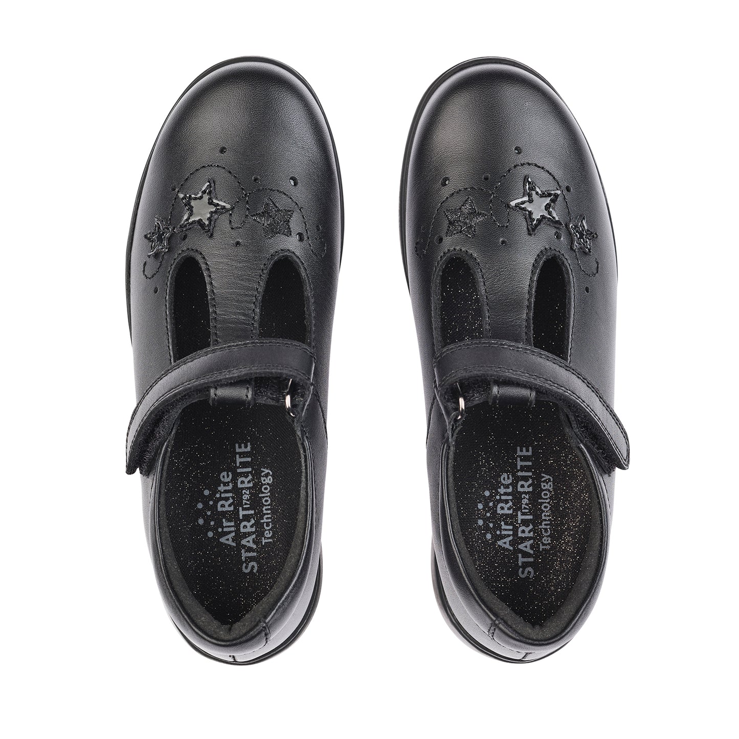 Star Jump Black Leather T-Bar Girl's School Shoe
