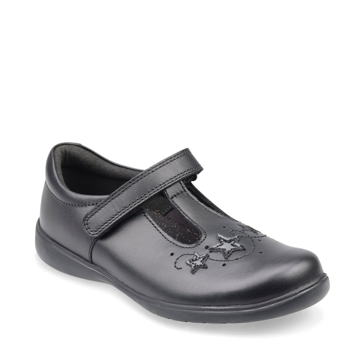 Star Jump Black Leather T-Bar Girl's School Shoe