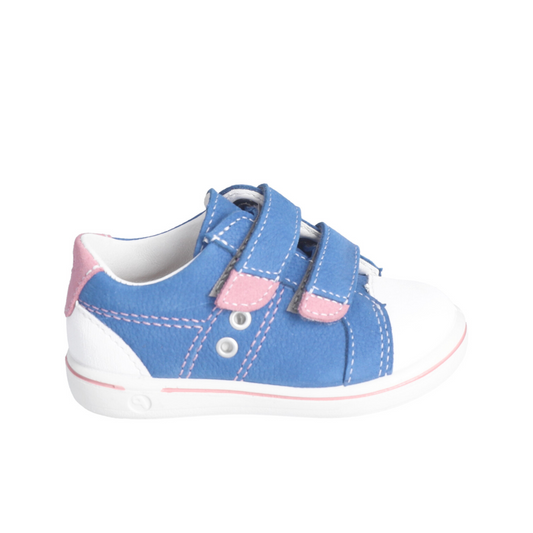 Nippy Leather Sneaker Shoe in Sky Blue and Pink
