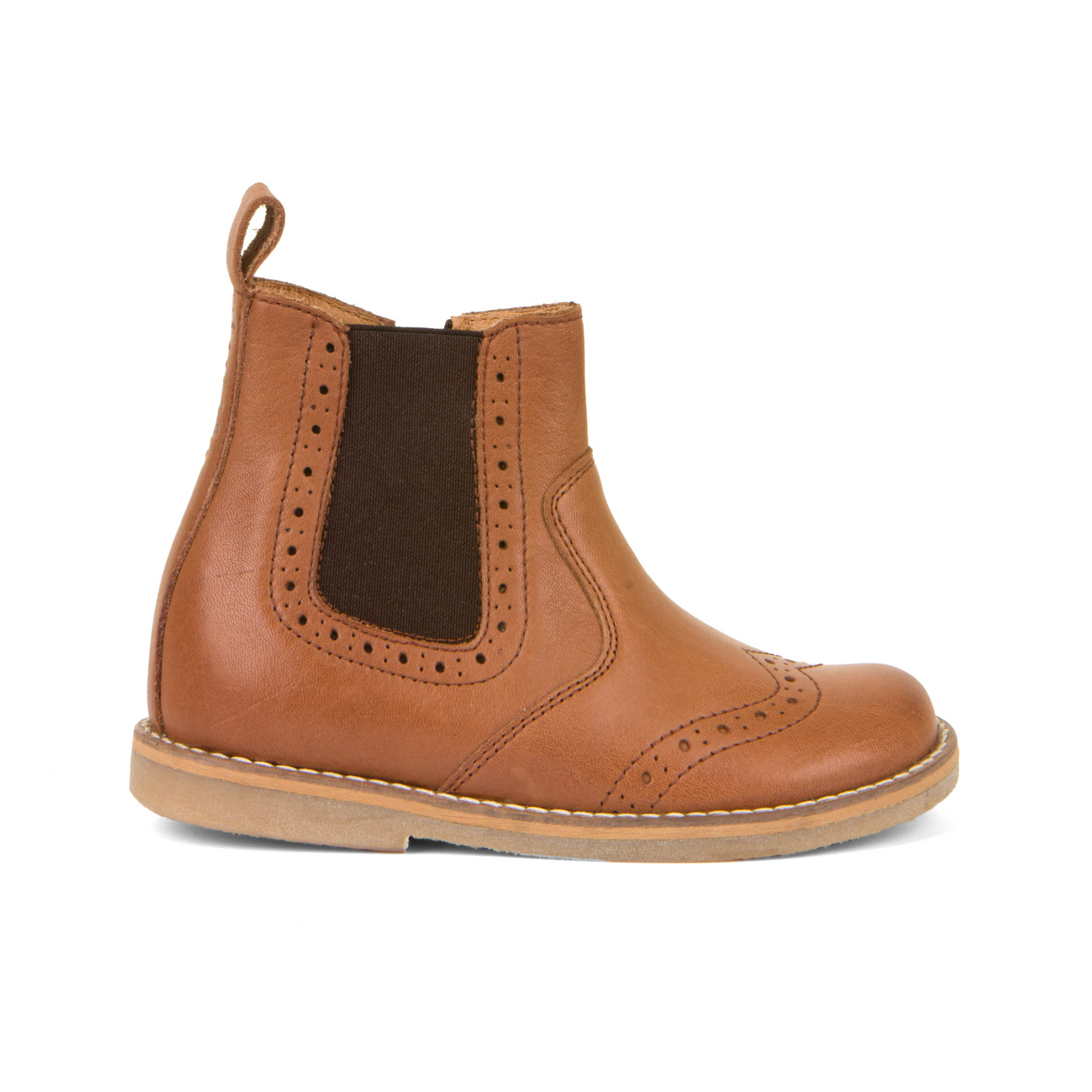 Chelys Brogue Leather Chelsea Boot in Cognac