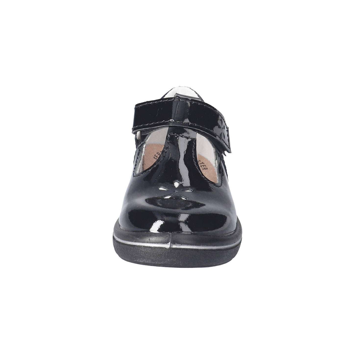 Winona Girl's T-Bar School Shoe in Black Patent Leather