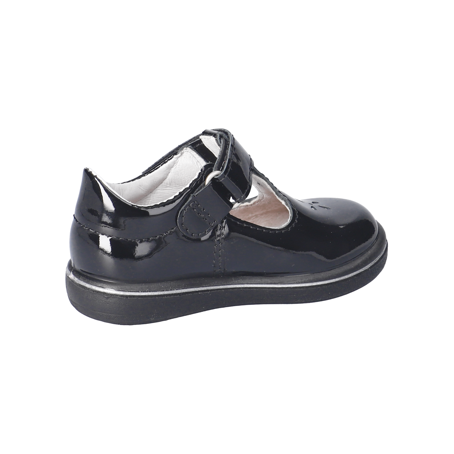 Winona Girl's T-Bar School Shoe in Black Patent Leather