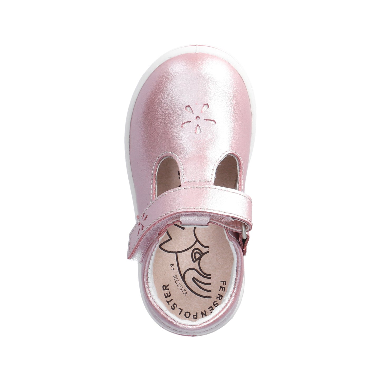 Winona Girl's T-Bar Shoe in Pearl Rose
