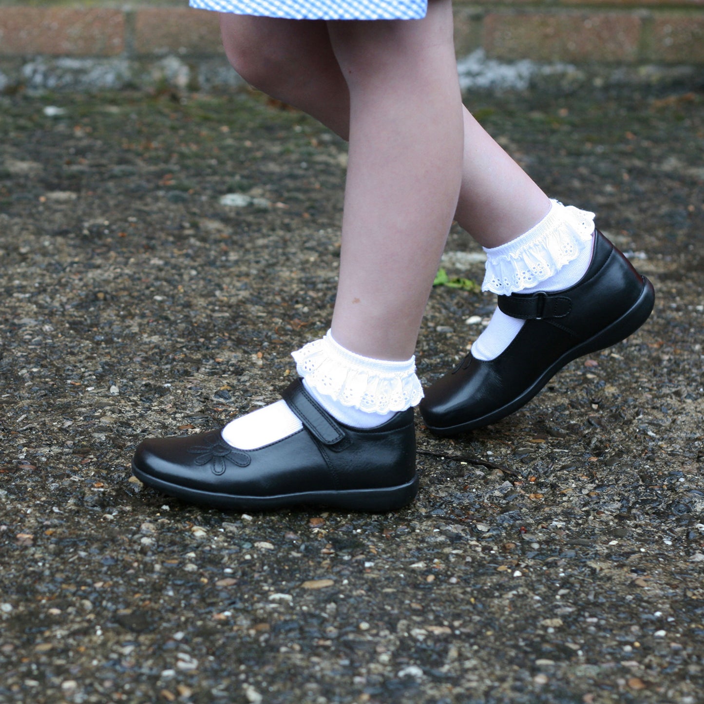 Bonnie Black Leather Mary-Jane Girls School Shoe
