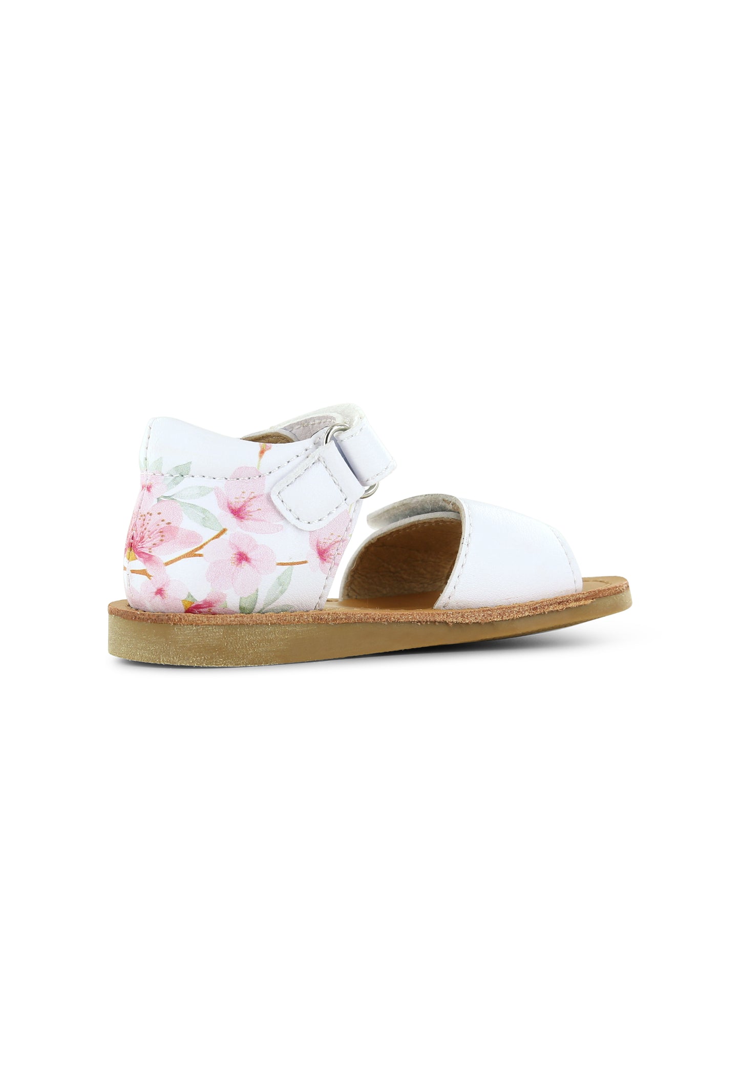 Classic White and Pink Flowers Leather Sandal