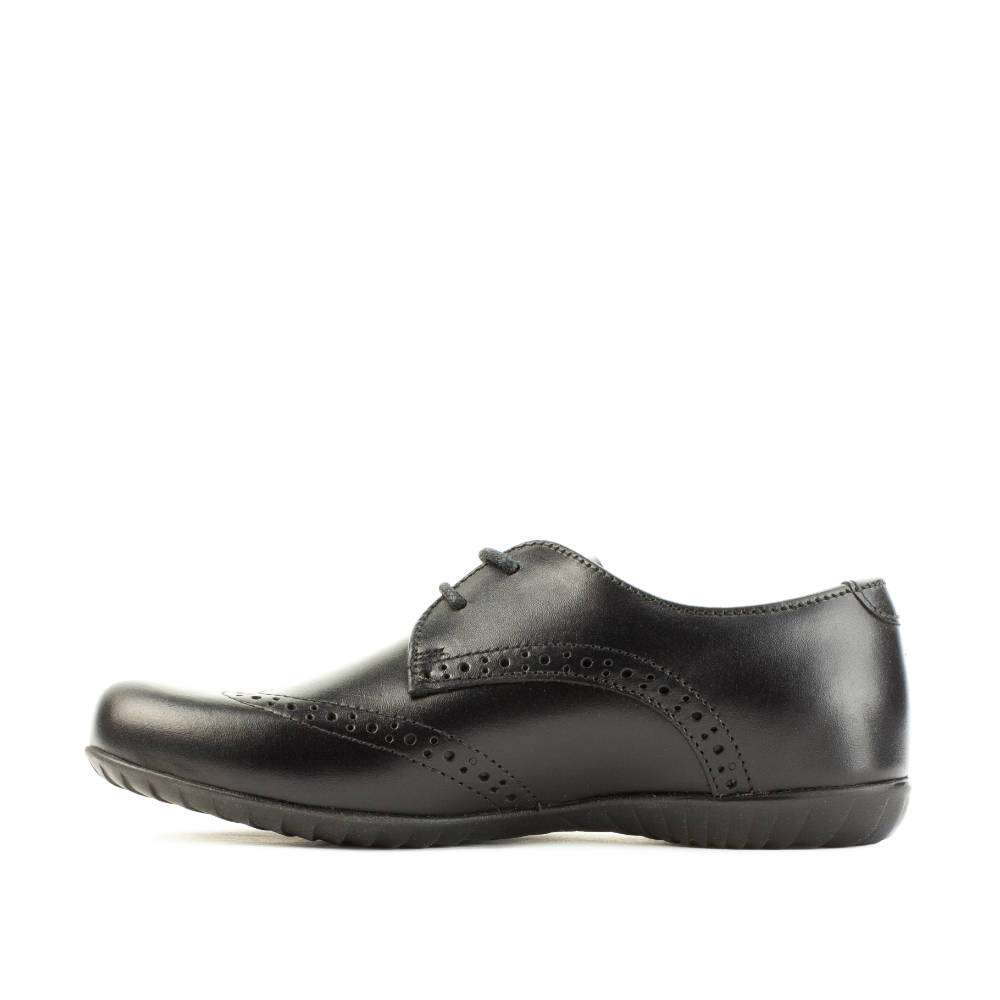 Emma Black Leather Lace Up Girl's School Shoe