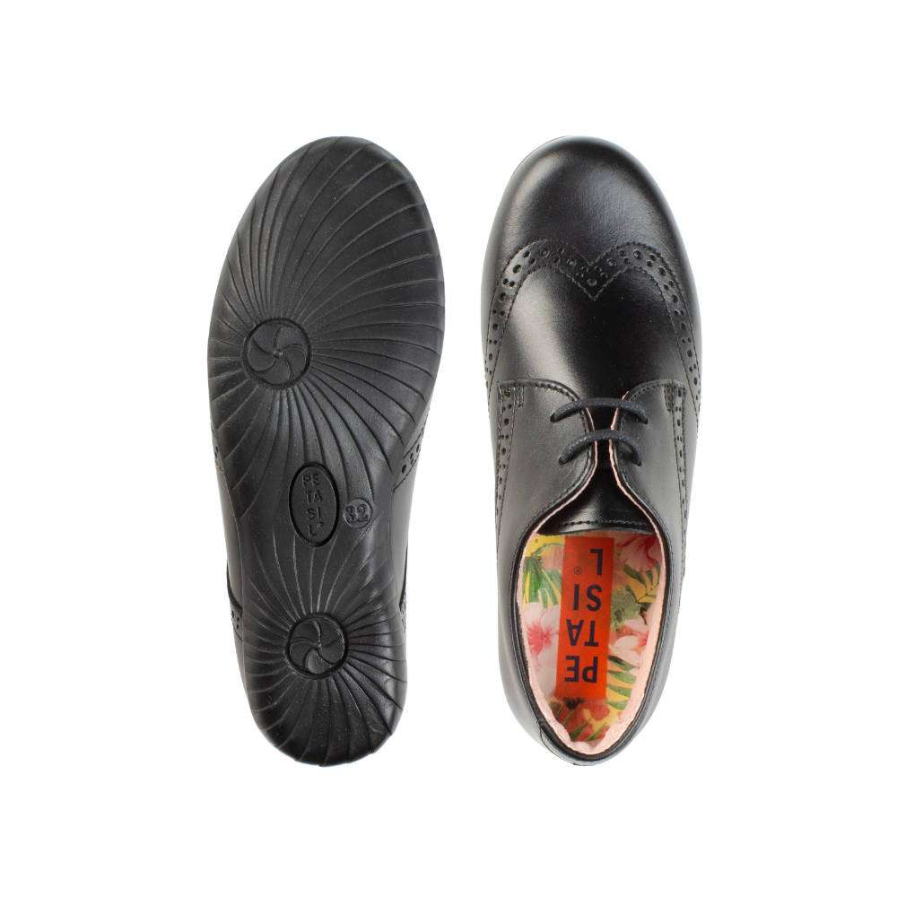Emma Black Leather Lace Up Girl's School Shoe