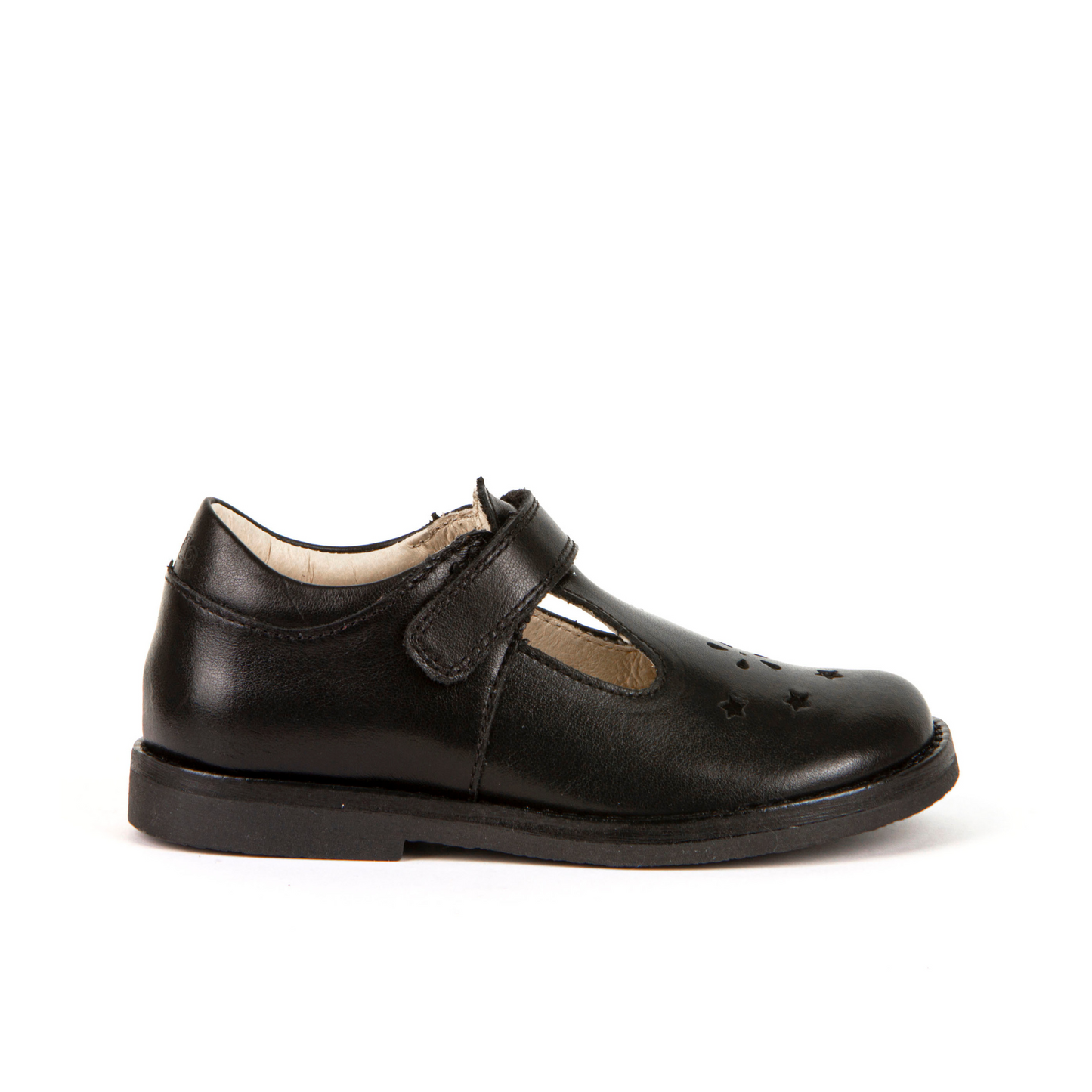 Evia Black Leather T-Bar Girl's School Shoe