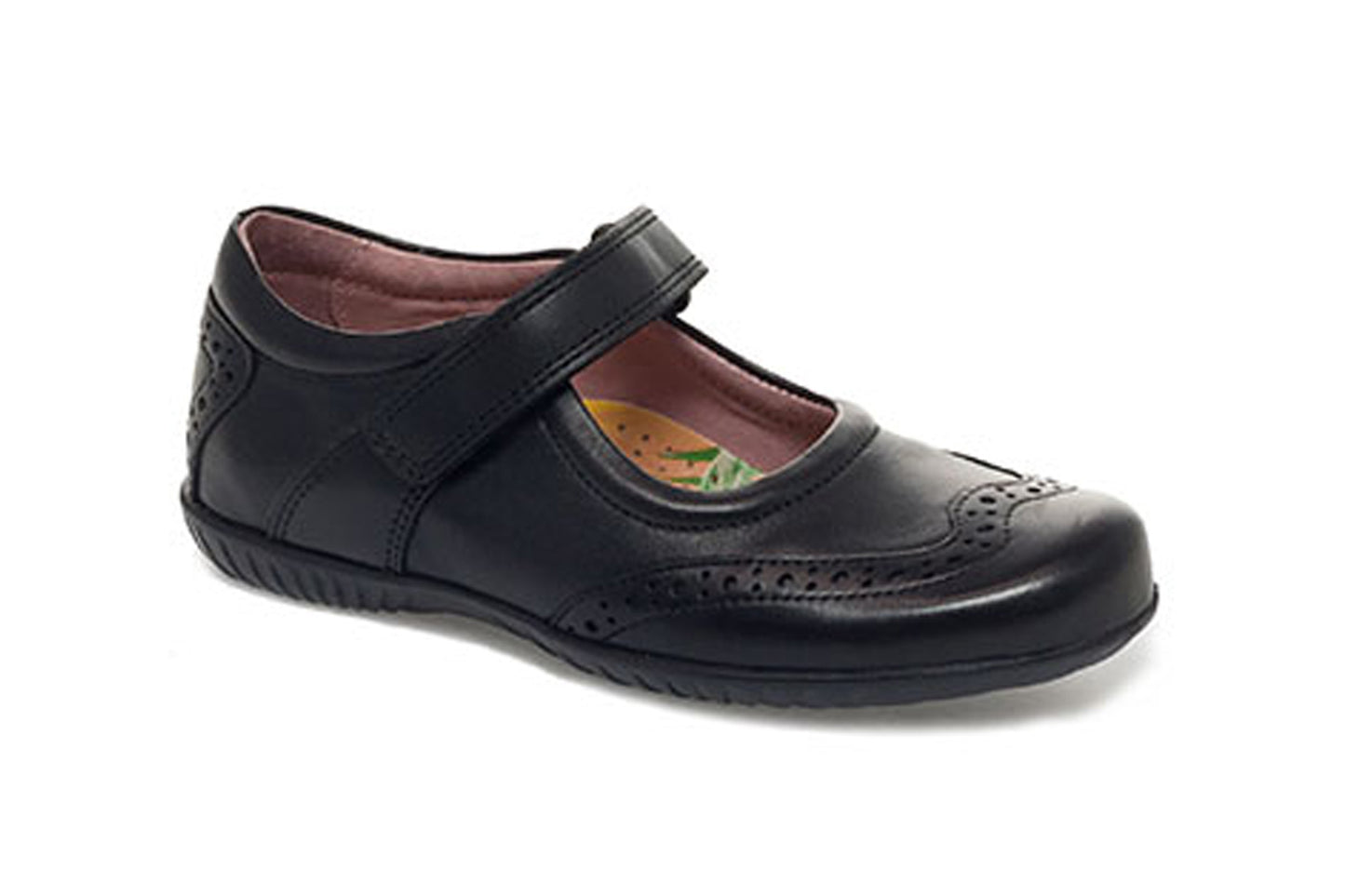 Expo 3 Black Leather Mary-Jane Girls School Shoe