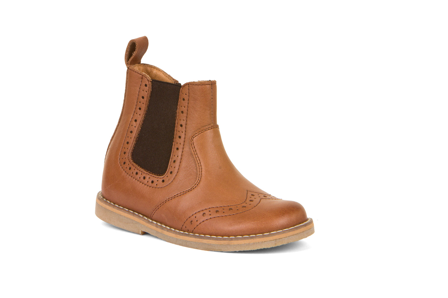 Chelys Brogue Leather Chelsea Boot in Cognac