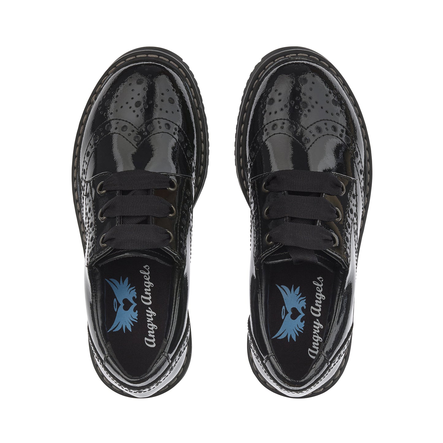 Impulsive Black Patent Leather Lace-up Girls School Shoe