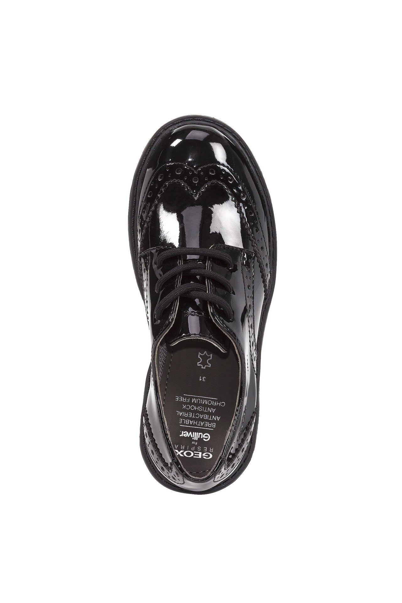 Casey Lace-Up Brogue Patent Girl's School Shoe