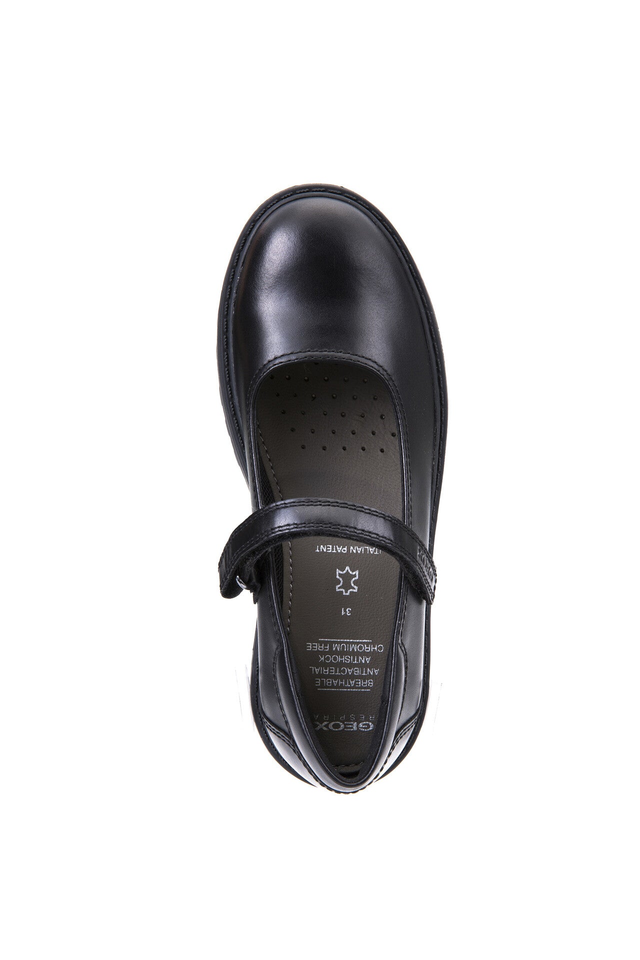 Casey Mary Jane Black Leather Girl's School Shoe