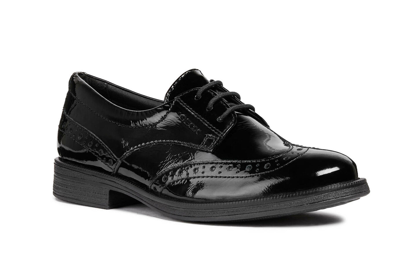 Agata Lace Up Black Patent Leather Girls School Shoe