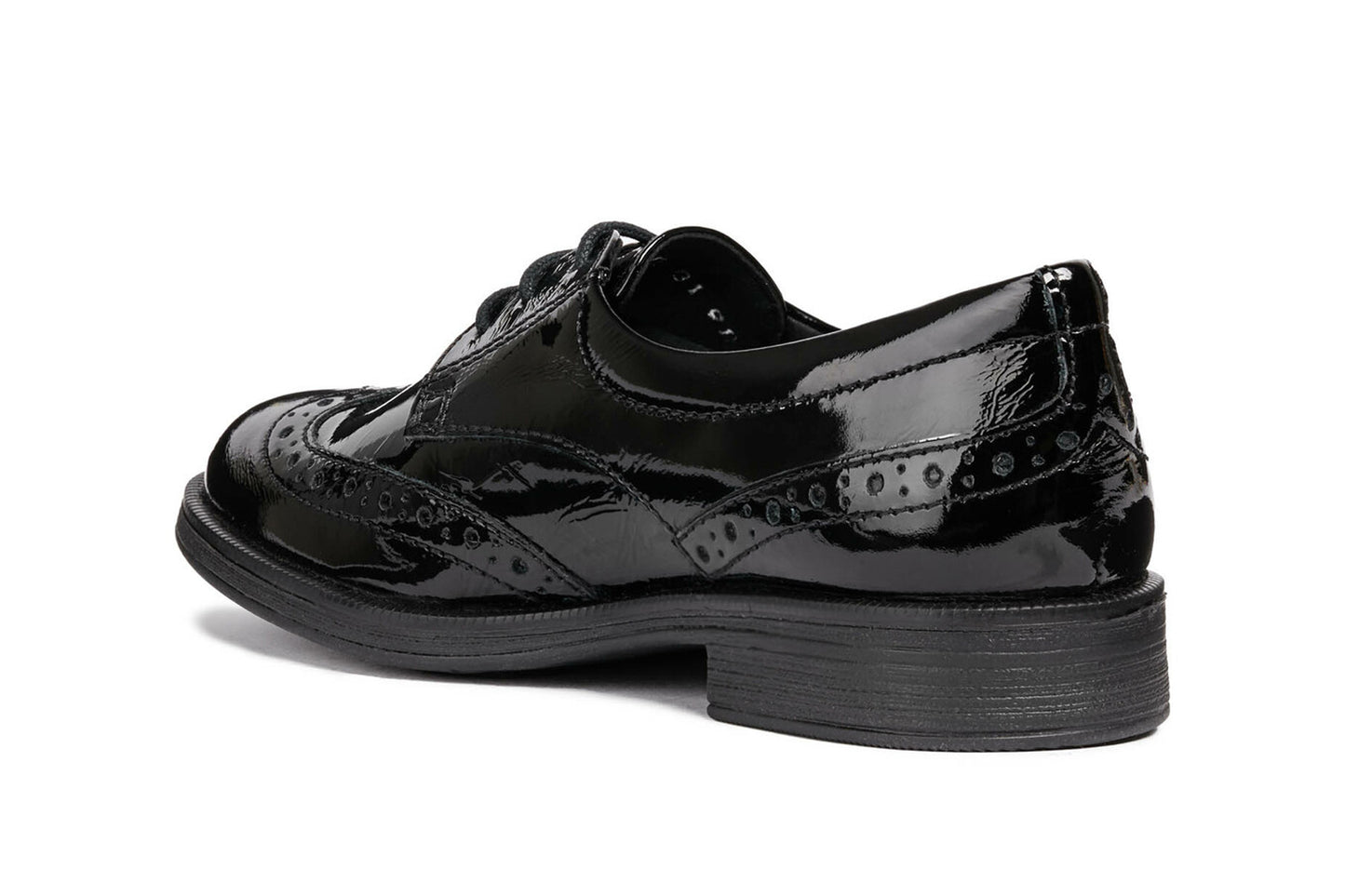 Agata Lace Up Black Patent Leather Girls School Shoe