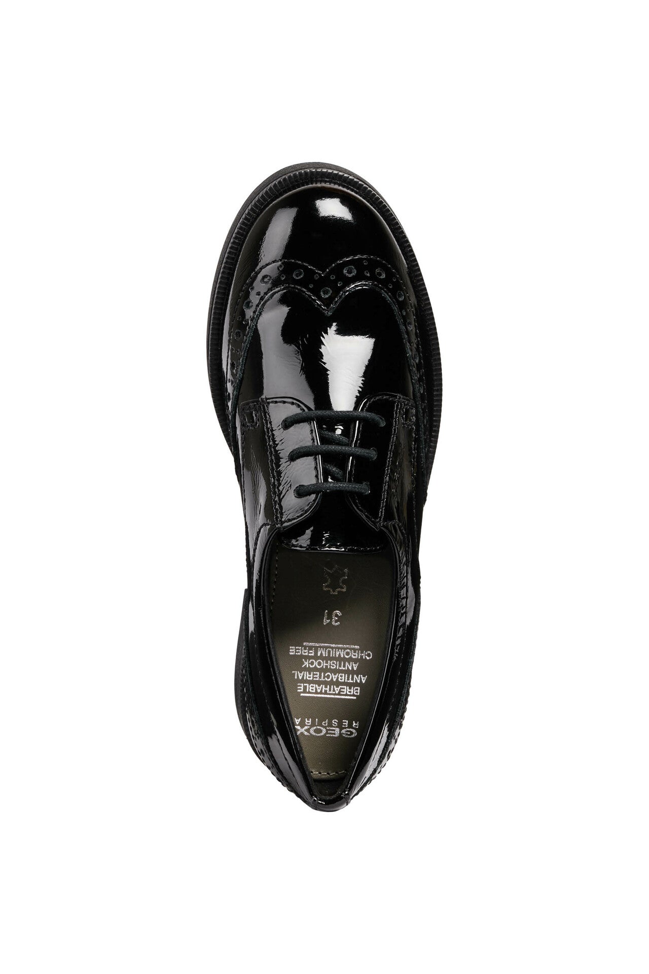 Agata Lace Up Black Patent Leather Girls School Shoe