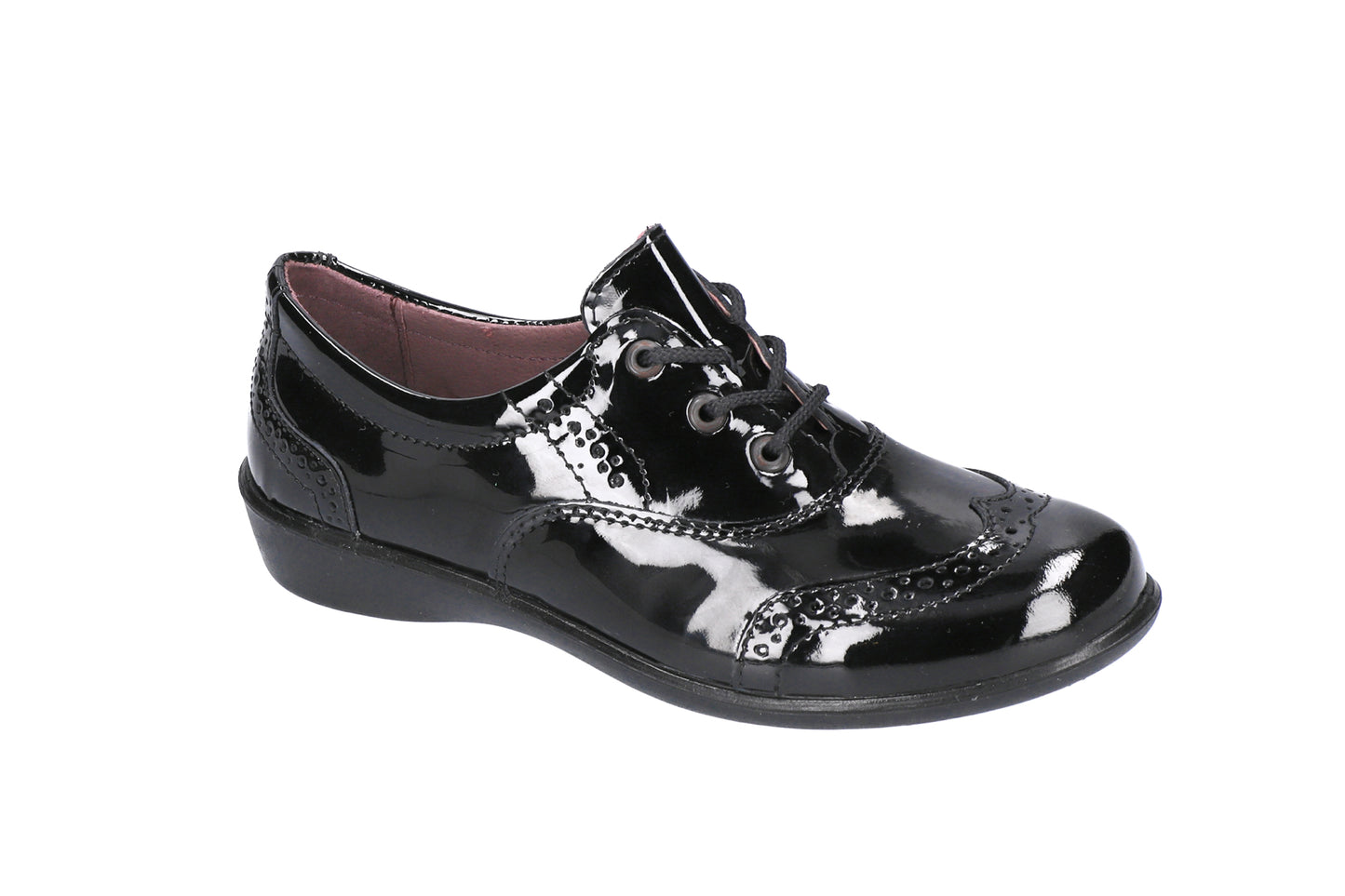 Kate Black Patent Leather Lace-up Girls School Shoe