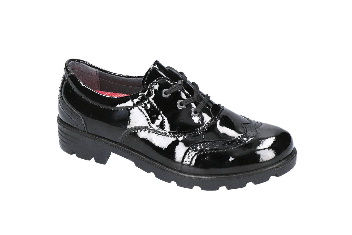 Lucy Black Patent Leather Lace-up Girls Shoe