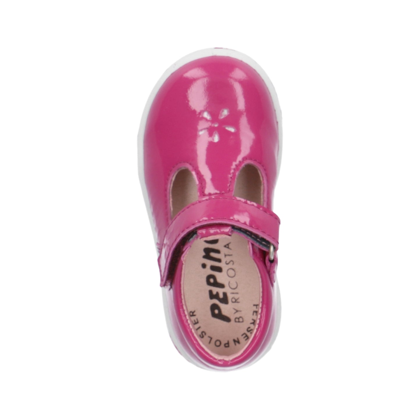 Winona Girl's T-Bar Shoe in Rosada Pink Patent Leather