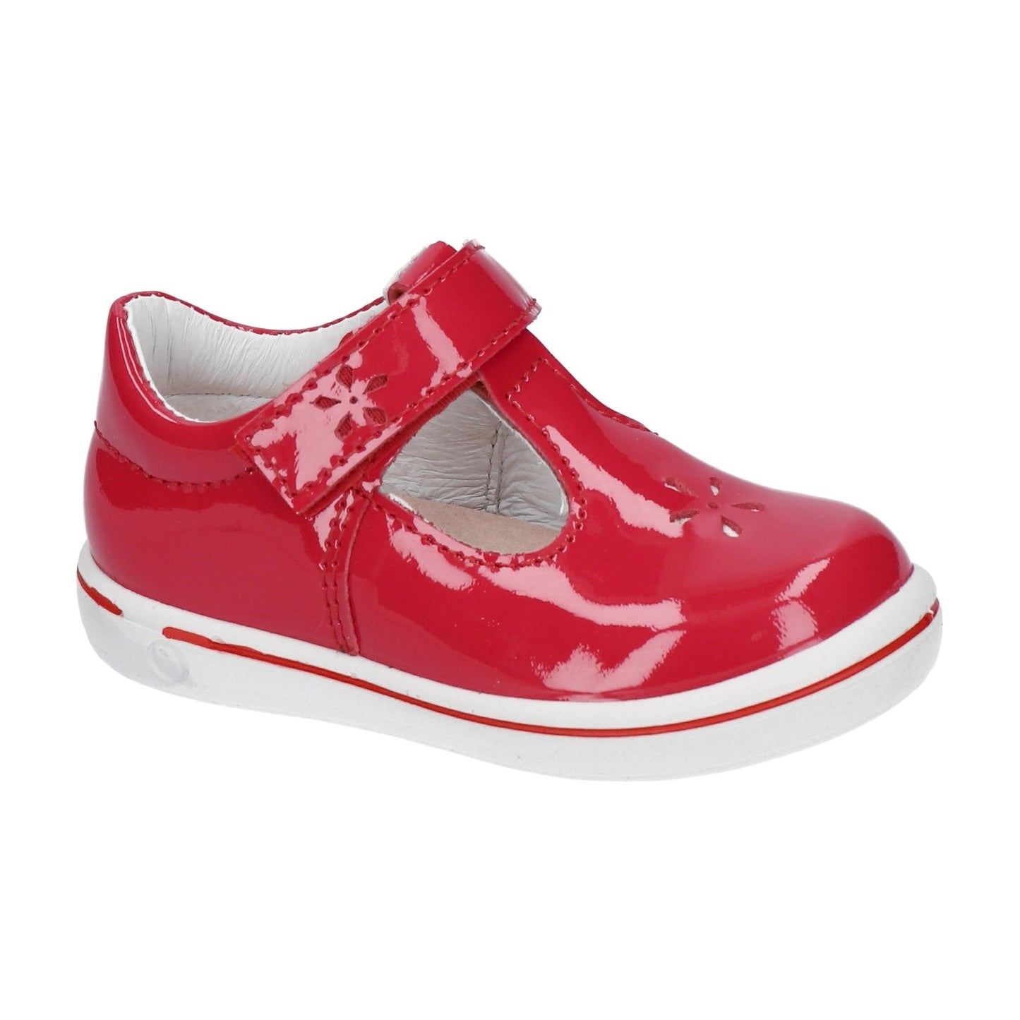 Winona Girl's T-Bar Shoe in Cherry Red Patent