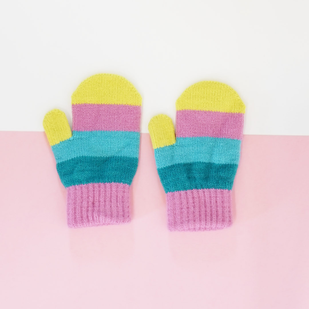 Pastel Striped Bobble Hat