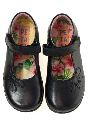 Bonnie Black Leather Mary-Jane Girls School Shoe