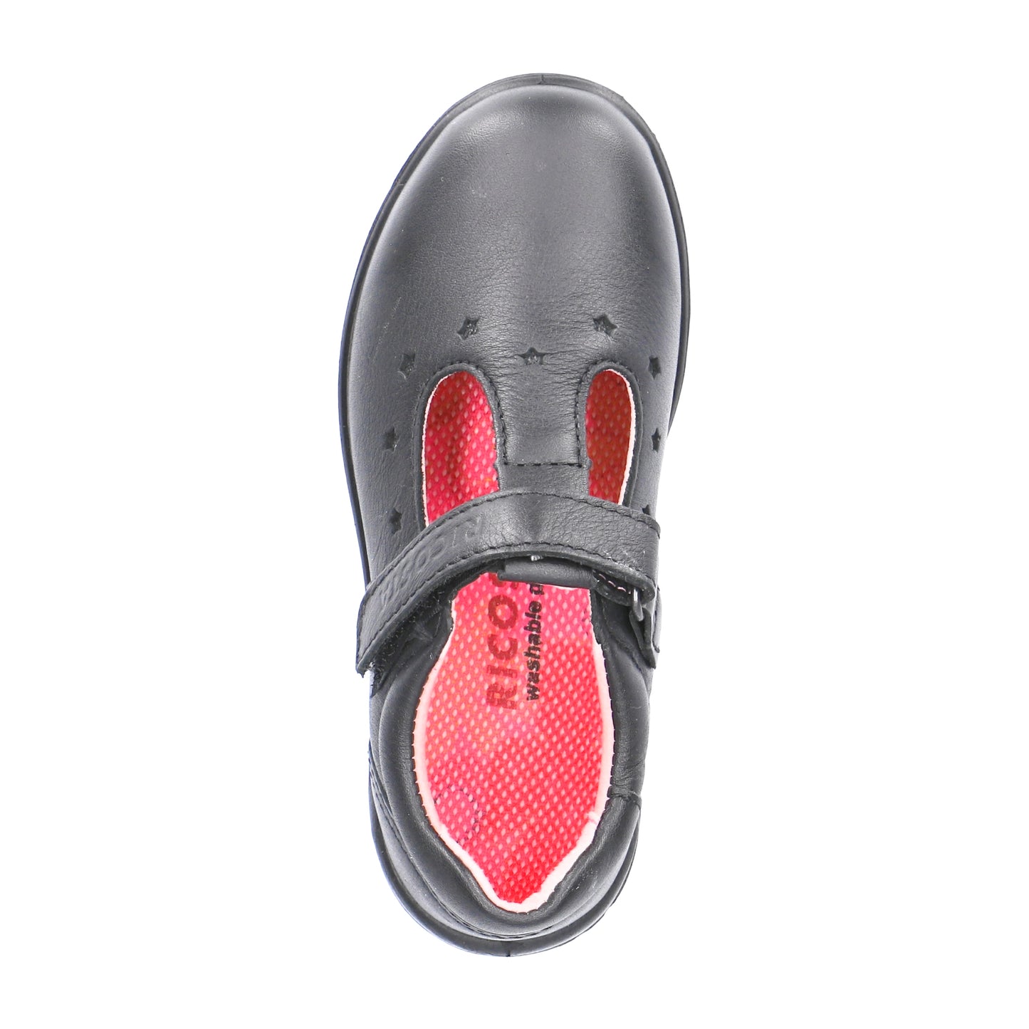 Scarlett Black Leather T-bar Girls School Shoe