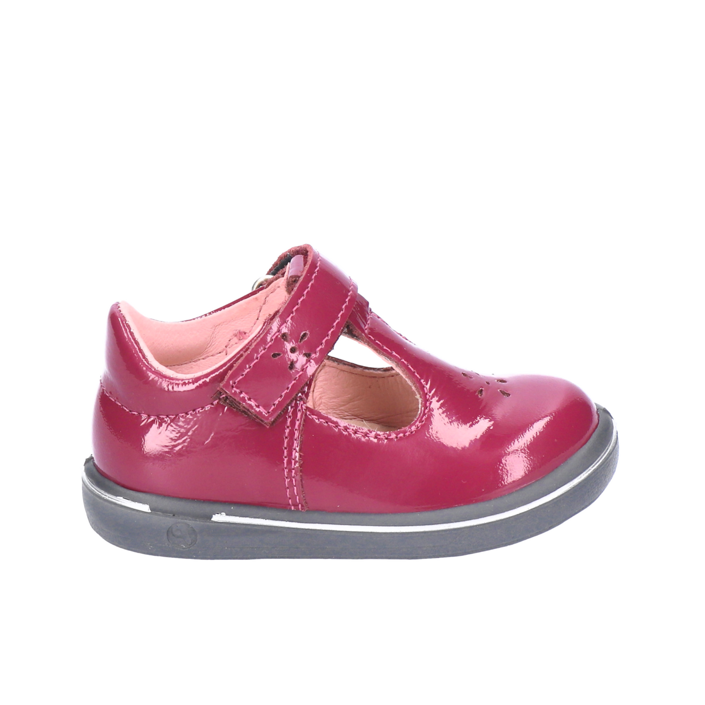 Winona Girl's T-Bar Shoe in Patent Merlot Leather