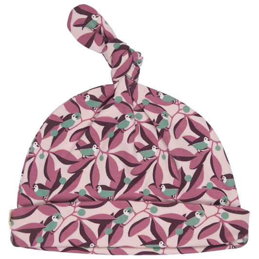 Knotted Hat Pink Birds