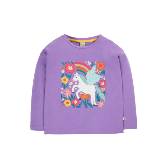 Bethany Applique Long Sleeve Top Periwinkle Pegasus