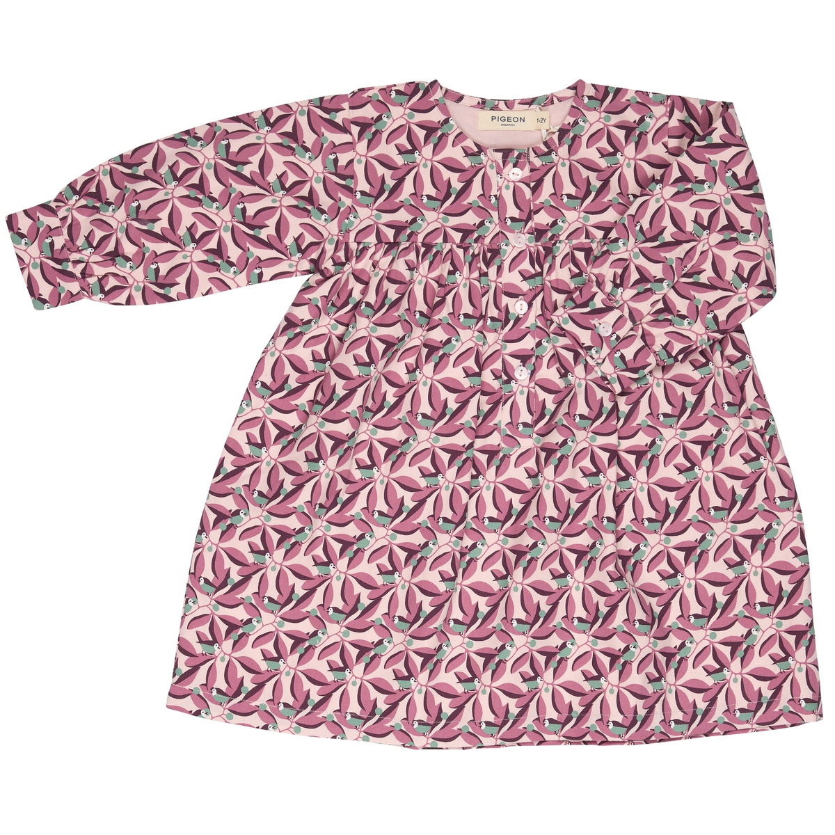 Yoke Dress Pink Birds