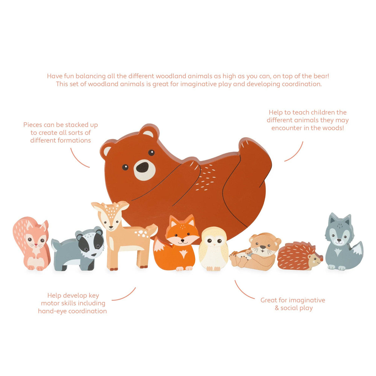 Woodland Animal Wooden Balancing Game