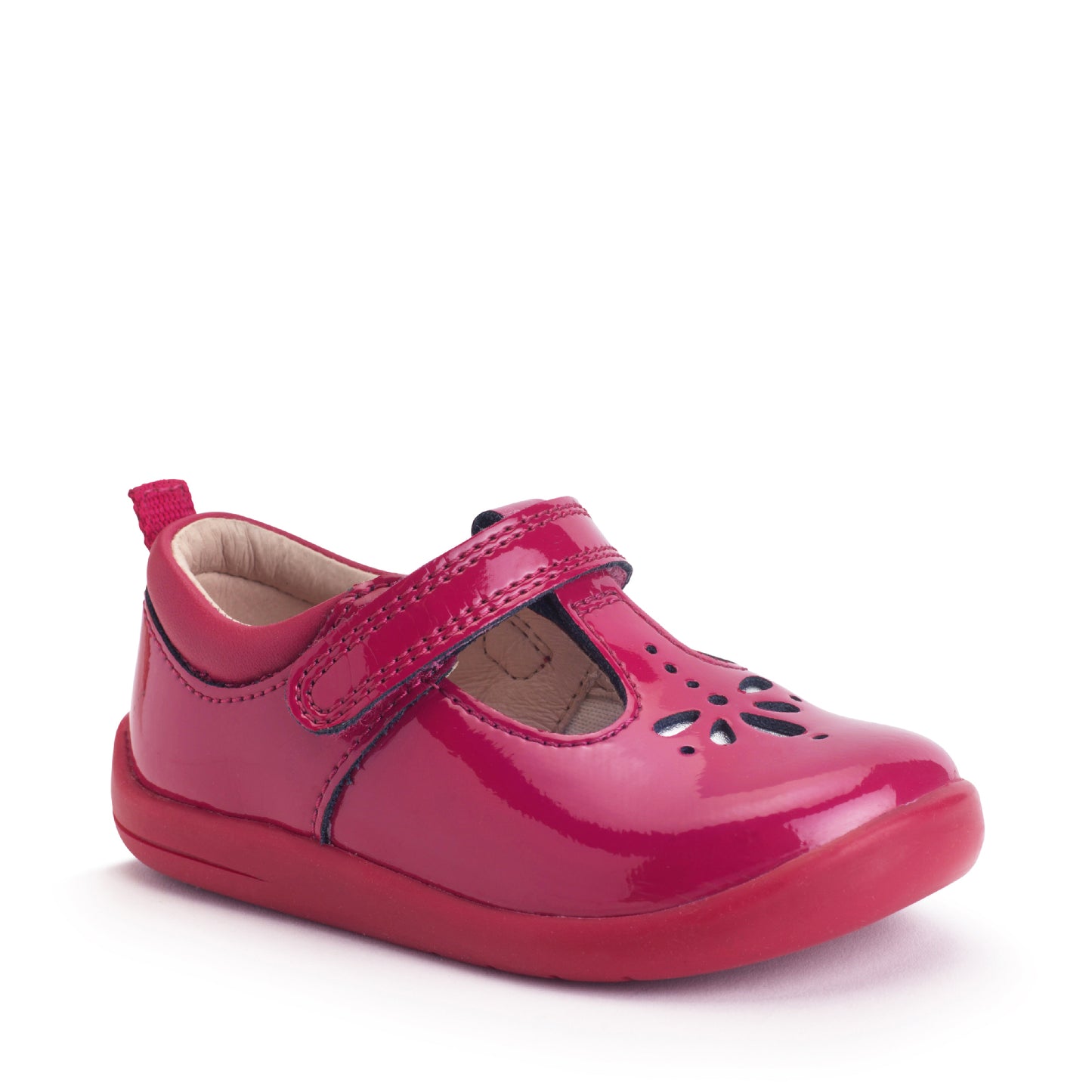 Puzzle Cherry Red Patent Leather Girl's First Walking Shoe