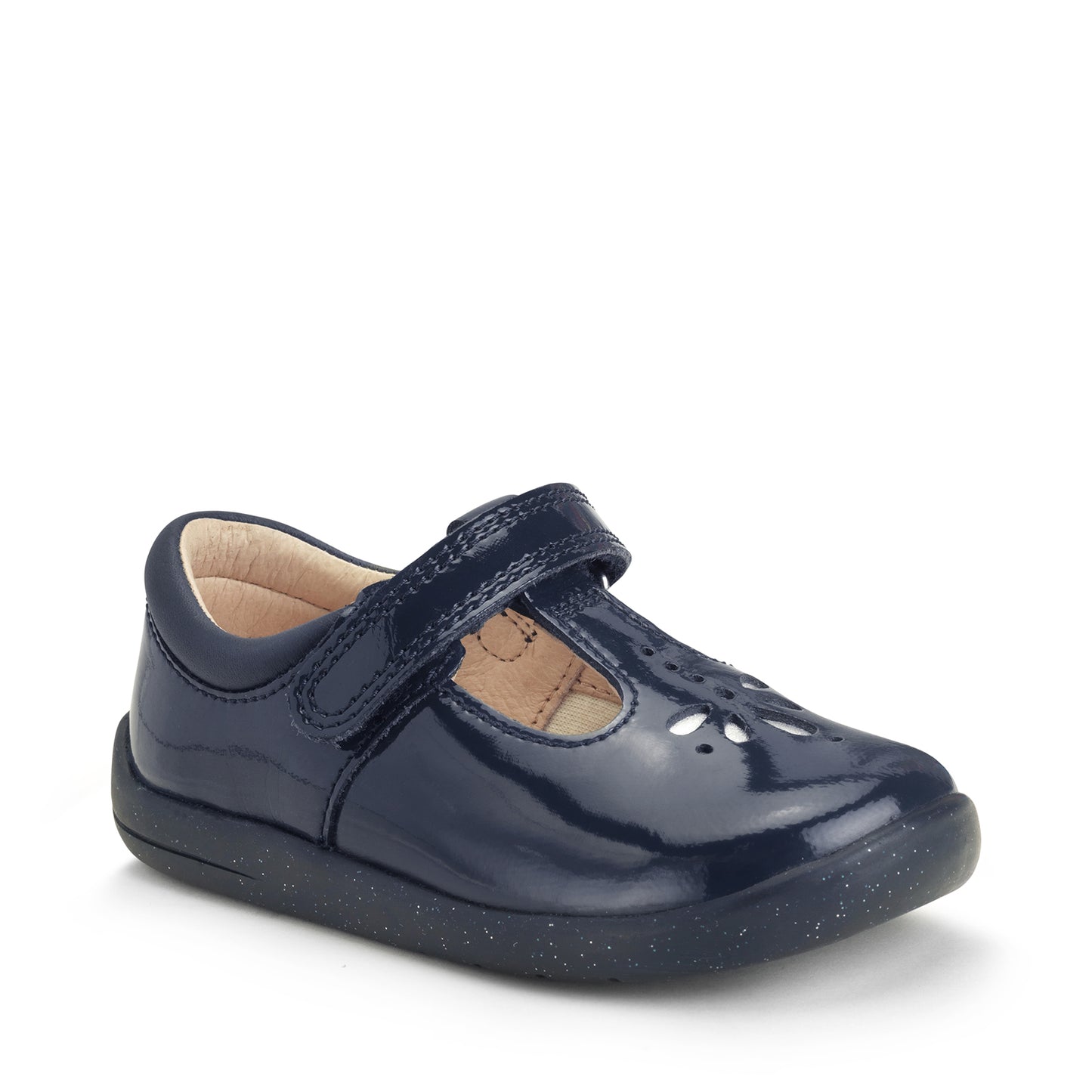 Puzzle Navy Patent Leather Girl's Riptape First Walking Shoe