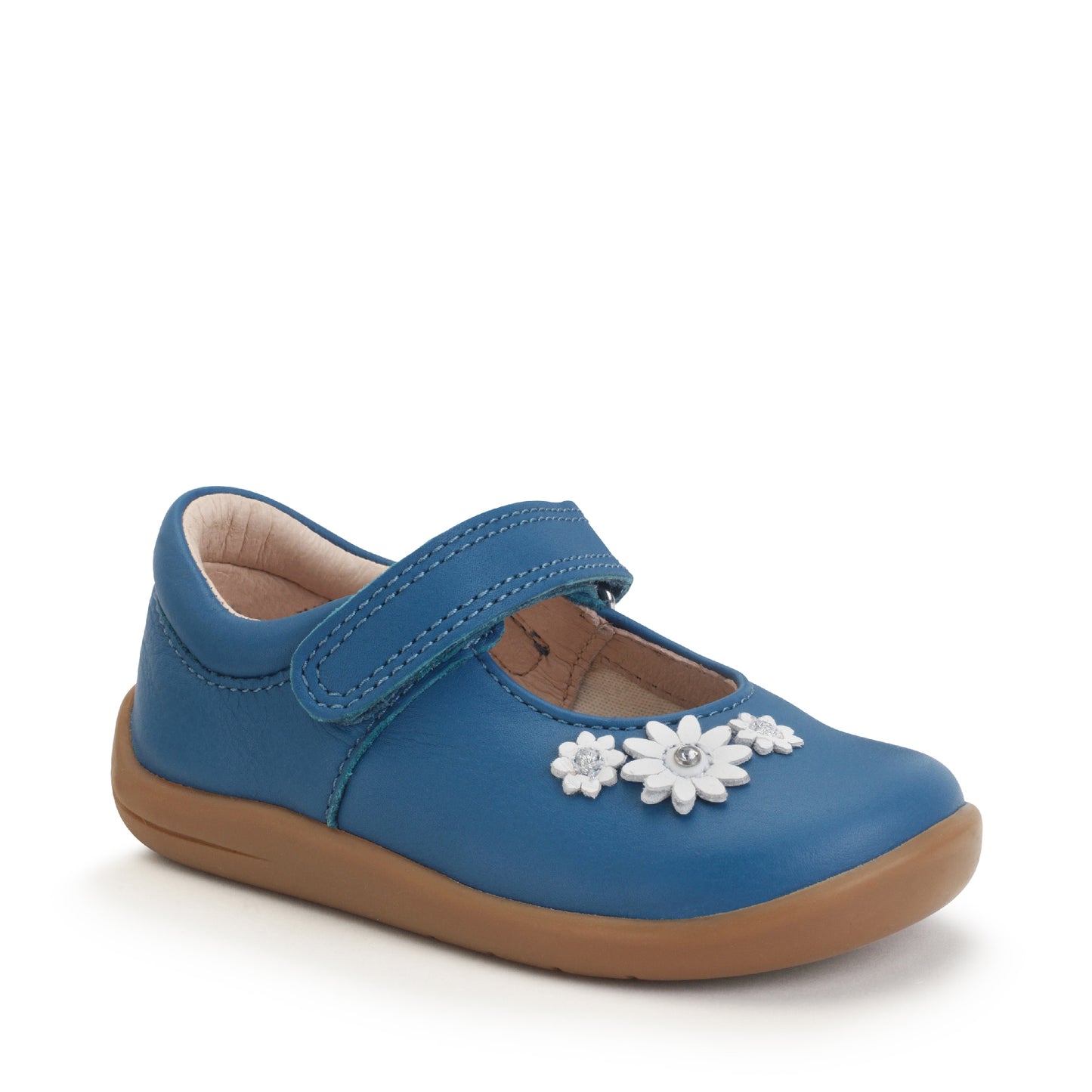 Fairy Tale Blue Leather Girl's First Walking Shoe