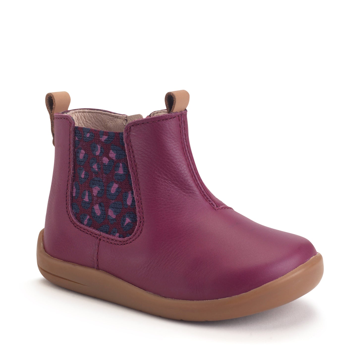 Avenue Red Plum Leather Zip-up First Walking Boot