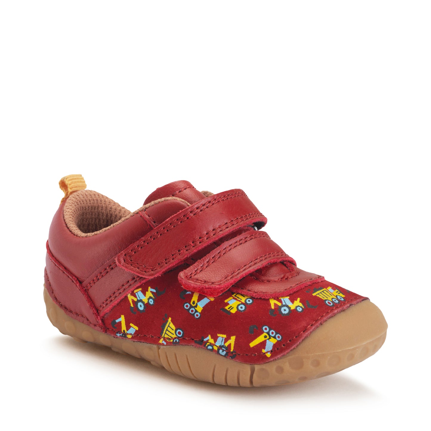 Little Smile Boys Red Nubuk Pre-walker With Digger Print