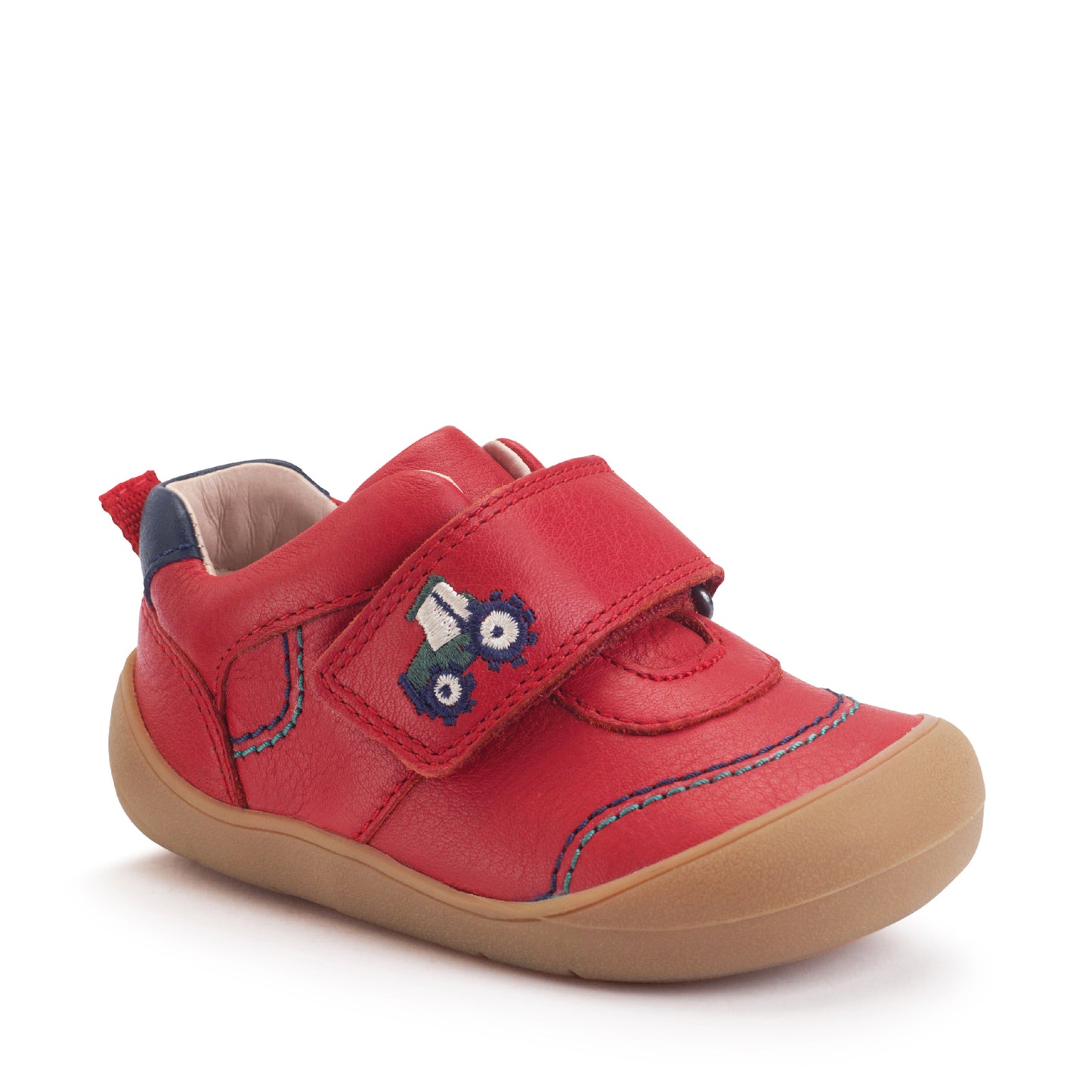 Harvest Red Leather Casual Shoe With Tractor Motif