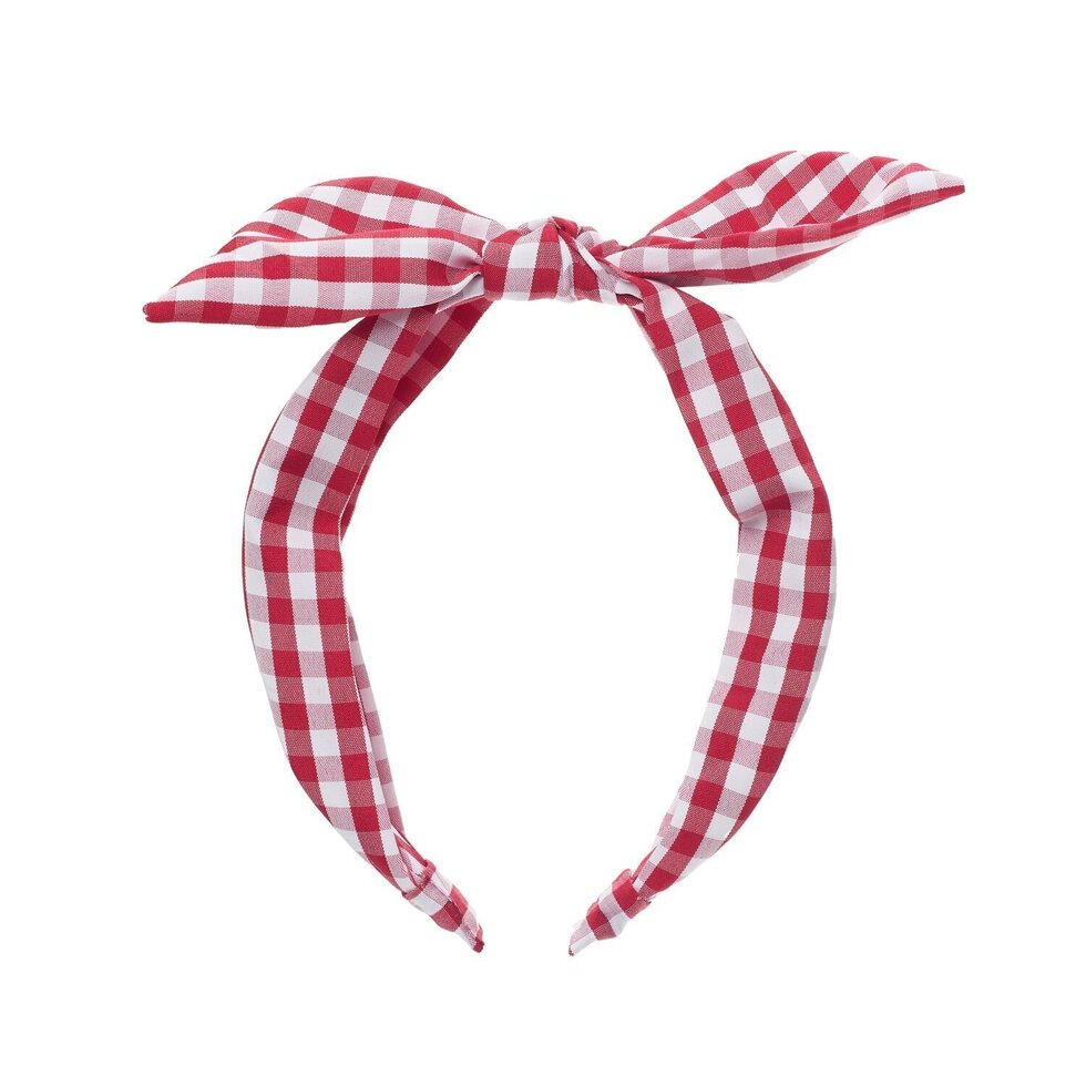School Gingham Tie Headband