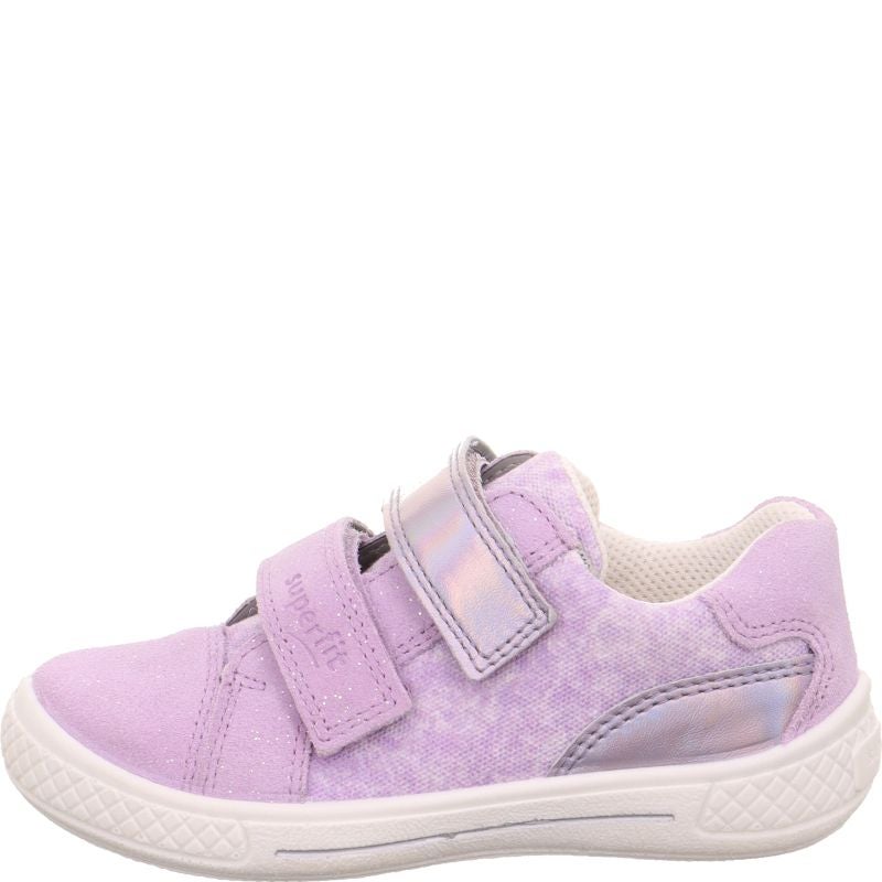 Tensy Lilac Leather Girls Low Cut Sneaker Shoe