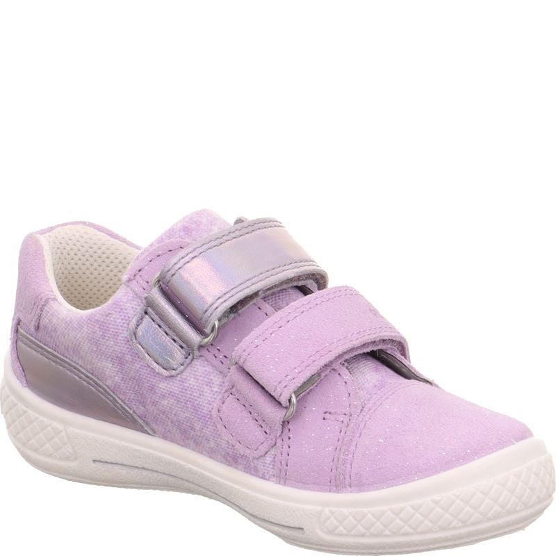 Tensy Lilac Leather Girls Low Cut Sneaker Shoe