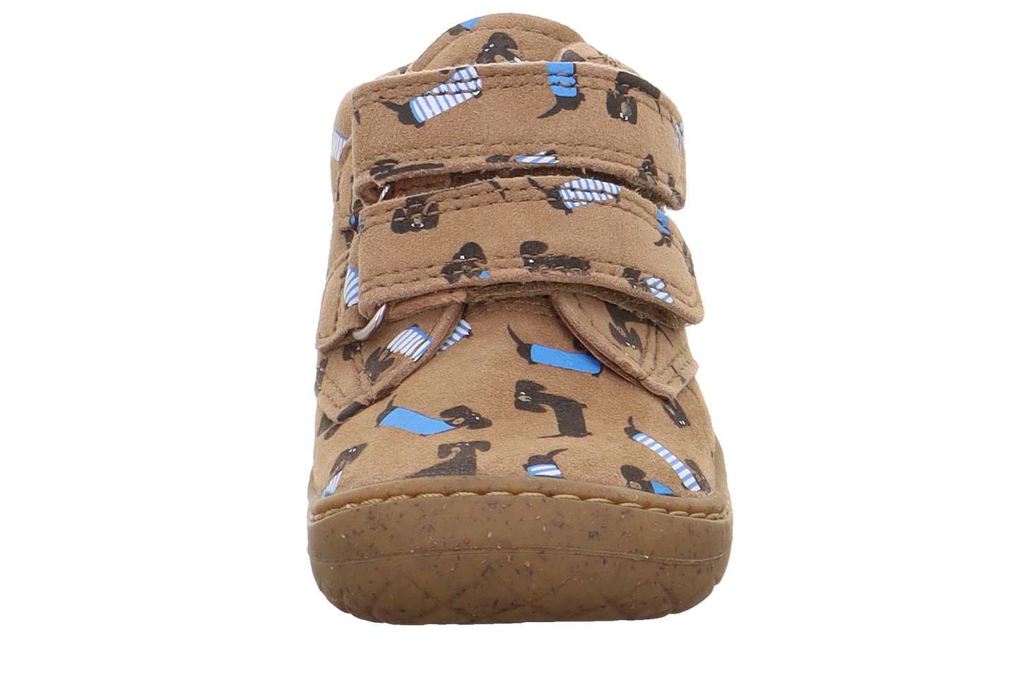 Saturnus Sausage Dog Print Brown Leather First Walking Boot